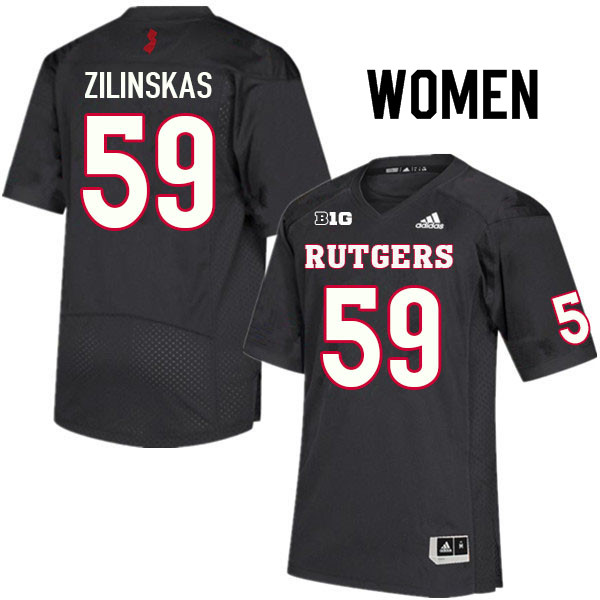 Women #59 Gus Zilinskas Rutgers Scarlet Knights College Football Jerseys Sale-Black